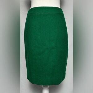 NWT J. CREW Green Wool Blend Preppy Holiday Pencil Midi Skirt Size‎ 0P